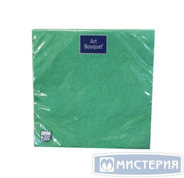 Салфетки 330х330 мм 3-сл., диз. "Темно-зеленый Барокко", зел., бум., 16 шт/упак "Bouquet" 12 упак/кор РОССИЯ 37552