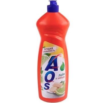 Средство для мытья посуды "Aos" Лайм и имбирь, флип-топ, 900 мл 12 шт/кор РОССИЯ