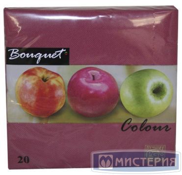 Салфетки 330х330 мм 2-сл., бордо, бум., 20 шт/упак "Bouquet" 12 упак/кор РОССИЯ 42655