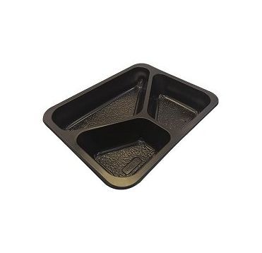 Контейнер 1400[560+2х420] мл 3-секц., 227х177х35 мм, без крышки, черн., ПП, 600 шт/кор "Бластор" 600 шт/упак РОССИЯ П-2318/35/3в