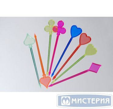 Пика 90 мм, диз. "Карты", цвет в ассорт., ПС, 400 шт/упак 20 упак/кор РОССИЯ