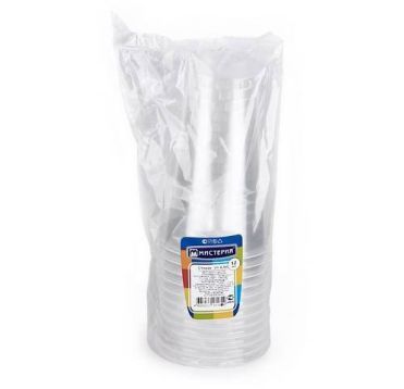 Стакан одноразовый 330 мл, прозр., ПП, 12 шт/упак "МИСТЕРИЯ" 288 шт/кор РОССИЯ 10517