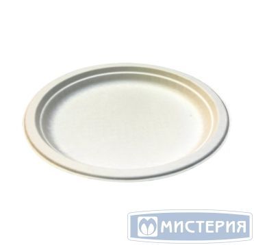 Тарелка одноразовая мелкая d225 мм, бел., сах. тростник, 50 шт/упак "GREEN MYSTERY" 1 000 шт/кор КИТАЙ ТМ-Р102