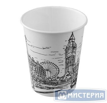 Стакан для холодного и горячего, 0.25л, дизайн города, цветной, картон