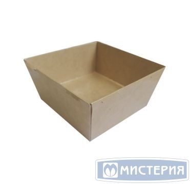 Одноразовый квадратный контейнер из картона, коричневый, внеш. 100х100х49 мм, внутр. 86х86х40 мм, ECO SmartPack 300