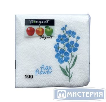 Салфетки 240х240 мм 1-сл., диз. "Незабудка", разноцв., бум., 100 шт/упак "Bouquet" 16 упак/кор РОССИЯ 57383