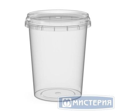 Контейнер под пресервы и мёд, 520мл, круглая, d 93мм, h 120мм, "банка", прозрачная, контрольный замок, ПП