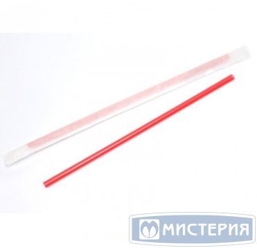 Трубочки для коктейлей 240 мм, d8 мм, красн., пласт. прямые в инд. упаковке, 250 шт/упак 54 упак/кор РОССИЯ