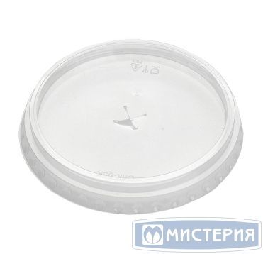 Крышка для стакана d95 мм плоская с отверстием, прозр., ПЭТ, 100 шт/упак "Veggo" 800 шт/кор РОССИЯ 01-20-01-0295-1