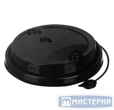 Крышка для стакана d90 мм с пробивным слотом и заглушкой, черн., ПП, 50 шт/упак 1 000 шт/кор РОССИЯ 3001ч