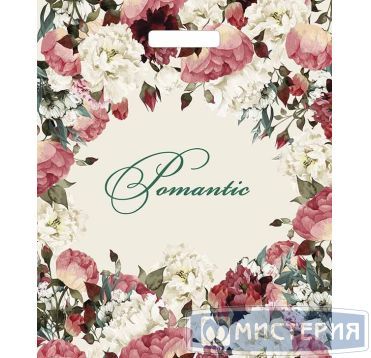 Пакет 380х450 мм, 60 мкм с проруб. ручками, диз. "Благородные цветы", ПВД, 50 шт/упак "Тикопластик" 500 шт/кор РОССИЯ н00112285