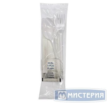 Комплект столовых приборов №7 [лож.ст.+ вил.+ нож: 165 мм, бел., ПС+ салф.+ з/ч.+ соль+ пер.], 200 шт/кор 200 шт/упак РОССИЯ 501770