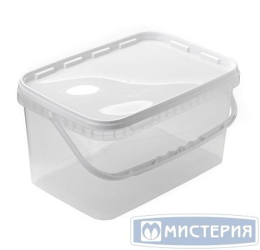 Ведро прямоугольное с ручкой 5,8 л «Альянс Упак», 25 шт/уп.,  верх 293х198мм, низ 255х161мм, h=151мм, контр. зам., прозр., полипропилен
