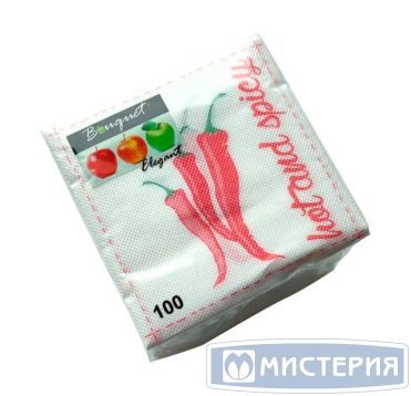 Салфетки 240х240 мм 1-сл., диз. "Перчики", разноцв., бум., 100 шт/упак "Bouquet" 16 упак/кор РОССИЯ 57381