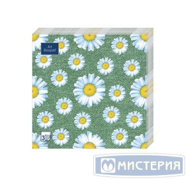 Салфетки 330х330 мм 3-сл., диз. "Daisy на зеленом", разноцв., бум., 20 шт/упак "Bouquet" 12 упак/кор РОССИЯ 37434