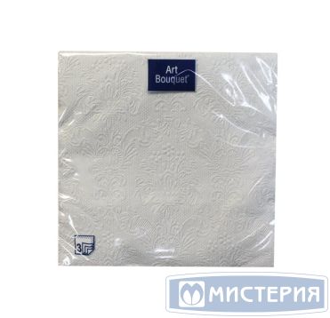Салфетки 330х330 мм 3-сл., диз. "Серебро Барокко", сереб., бум., 16 шт/упак "Bouquet" 12 упак/кор РОССИЯ 37545