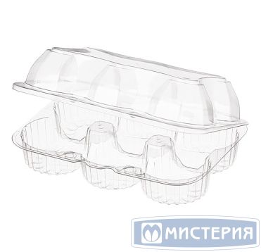 Упаковка для кондит. изделий 840[6х140] мл 6-секц., 190х139х65 мм, неразъем.крышка, прозр., ОПС, 280 шт/кор "Комус" 280 шт/упак РОССИЯ РК-1861/2