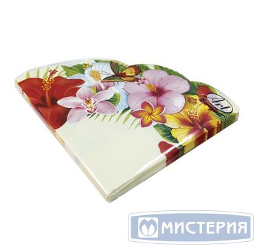 Салфетки d320 мм 3-сл., диз. "Тропические цветы", разноцв., бум., 12 шт/упак "Bouquet" 15 упак/кор РОССИЯ 37004