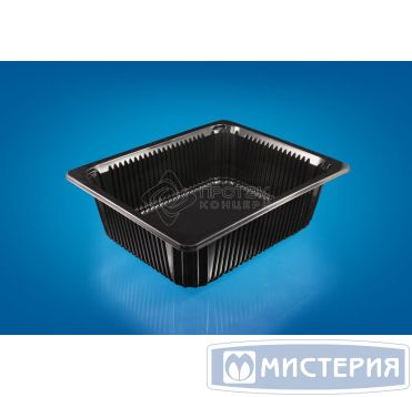 Контейнер под запайку 5200 мл, 1-секц. 325х265х60 мм, черн., ПП, 150 шт/кор "Протэк" 150 шт/упак РОССИЯ ПР-Л-325х265х60 А
