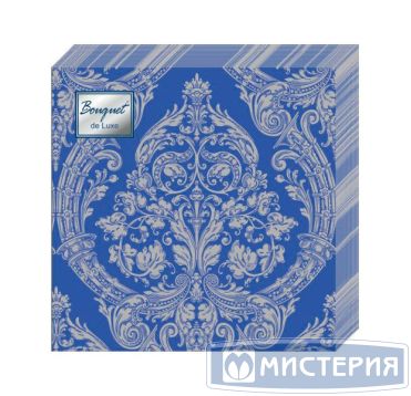 Салфетки 240х240 мм 3-сл., диз. "Royal.Серебро на синем", сине-сереб., бум., 25 шт/упак "Bouquet" 15 упак/кор РОССИЯ 37243