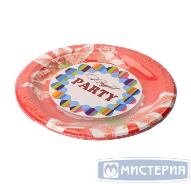 Тарелка одноразовая мелкая d180 мм, диз. "Бурбон", карт. лам., 6 шт/упак "Buffet Party" 150 шт/кор РОССИЯ