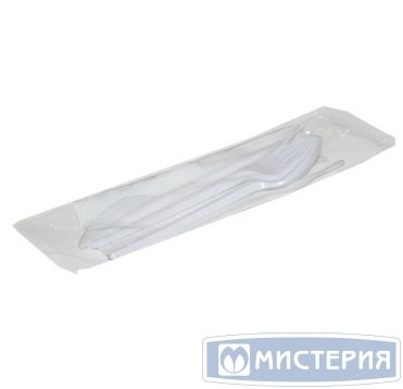 Комплект столовых приборов №4 [лож.ст.+ вил.+ нож: 165 мм, бел., ПС+ салф.], 300 шт/кор 300 шт/упак РОССИЯ