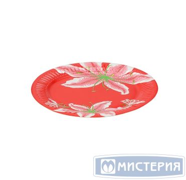 Тарелка одноразовая мелкая d180 мм, диз. "Iris", карт. лам., 50 шт/упак "Scandipakk" 1 000 шт/кор РОССИЯ 77181800-0704