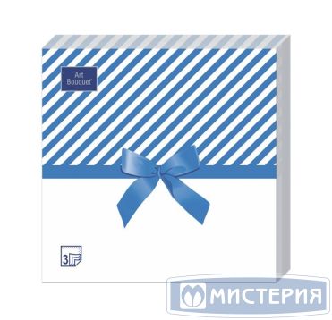 Салфетки 330х330 мм 3-сл., диз. "Новогодний подарок Синий", разноцв., бум., 20 шт/упак "Bouquet" 12 упак/кор РОССИЯ 37875