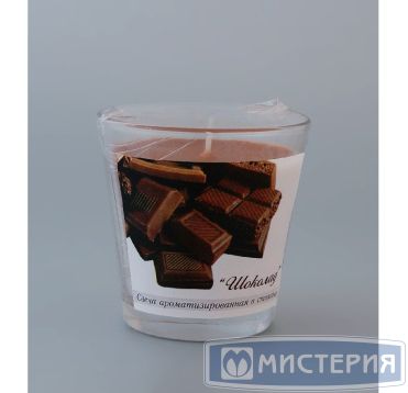 Свеча ароматиз. в стакане d65хh65 мм, Шоколад, коричн. 12 шт/кор РОССИЯ 321527