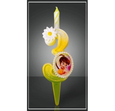 Свеча для торта h40 мм, диз. "Фея. Цифра 3", разноцв., 1 шт/упак 15 шт/кор РОССИЯ 1233