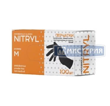 Перчатки нитриловые, р-р M, неопудрен., черн., 50 пар/упак 10 упак/кор КИТАЙ CTPNLM1000BL