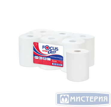 Полотенца бумажные для диспенсеров 1-сл., бел., 200 м "Focus" Extra Quick 6 рул/упак 1 упак/кор РОССИЯ 50202354/5043330