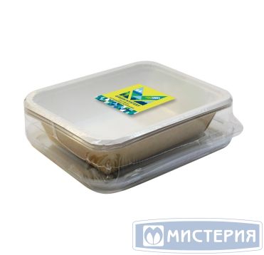 Коробка (Салатник) 500 мл, 170х120х40мм, под запайку, картон, крафт, с прозрачной крышкой