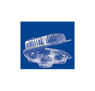 Упаковка прям. внеш. 241х227х82мм, внутр. 4 секции d-59 h-74мм на 4 пирожных, 0,4кг, прозрачная, ОПС