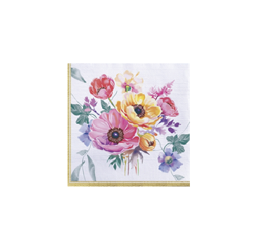Салфетки 330х330 мм 3-сл., диз. "Акварельные анемоны", разноцв., бум., 20 шт/упак "Bouquet" 12 упак/кор РОССИЯ 25285