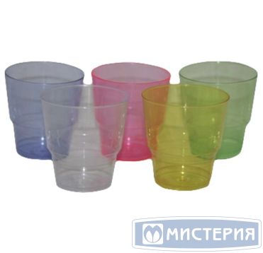 Стакан одноразовый 200 мл для холодных напитков, "Кристалл", цвета в ассортименте, полистирол