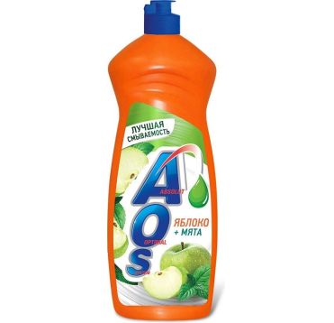 Средство для мытья посуды "Aos" Яблоко и мята, флип-топ, 900 мл 12 шт/кор РОССИЯ
