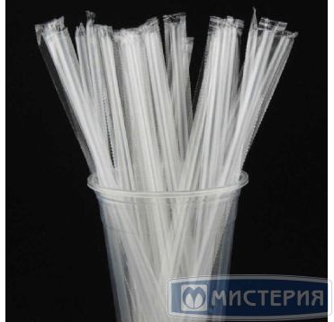 Трубочки для коктейлей 210 мм, d5 мм, прозр., пласт. прямые в инд. упаковке, 50 шт/упак 50 упак/кор РОССИЯ 117049