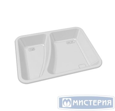 Контейнер 1400[2х700] мл 2-секц., 227х177х36 мм, без крышки, бел., ПП, 400 шт/кор "Kado-Prim" 400 шт/упак РОССИЯ КД-401/2 Д бел.