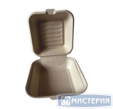 Коробка для бургера [бургербокс] 155х153х85 мм, беж., сах.тростник, 50 шт/упак 500 шт/кор КИТАЙ TM-B101В бежевый
