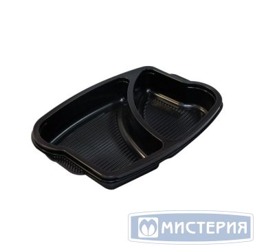 Контейнер 920[530+390] мл 2-секц., 262х182х35 мм, без крышки, черн., ПП, 250 шт/кор "Kado-Prim" 250 шт/упак РОССИЯ КД-403 Д чёрн.