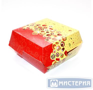 Коробка для бургера, 120х120х70 мм, с печатью, Рог изобилия