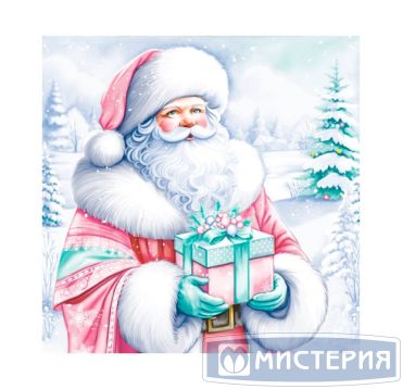 Салфетки 240х240 мм 3-сл., диз. "Дедушка мороз", разноцв., бум., 25 шт/упак "Bouquet" 15 упак/кор РОССИЯ 25093