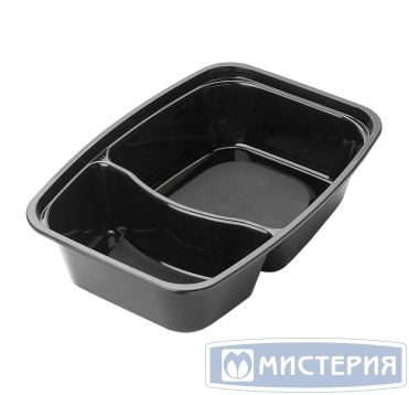 Контейнер 830[581+249] мл 2-секц. 211х146х51 мм, крышка в компл., черн., ПП, 150 шт/кор "Aerosnab" 150 шт/упак РОССИЯ 1262Ч