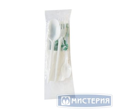 Комплект столовых приборов №5 [лож.ст.+ вил. 165 мм+ лож.чай. 125 мм: бел., ПС+ салф.+ салф.вл.], 250 шт/кор 250 шт/упак РОССИЯ 155090