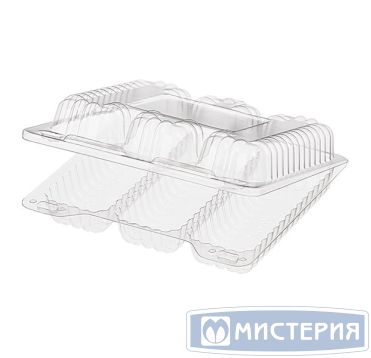 Упаковка для кондит. изделий 690[3х230] мл 3-секц., 173х158х45 мм, неразъем.крышка, прозр., ОПС, 400 шт/кор "Комус" 400 шт/упак РОССИЯ РК-28С3 (Т)